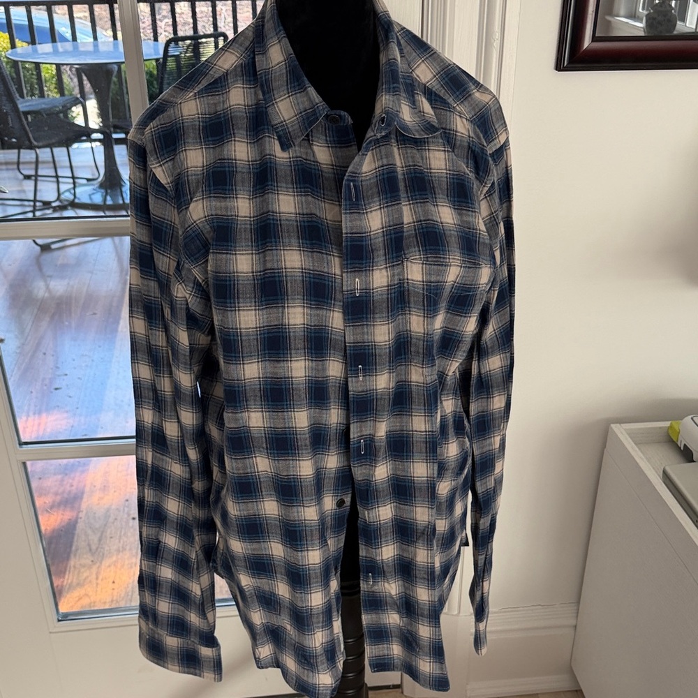 rag & bone Navy and Cream Checkered Men's Shirt
